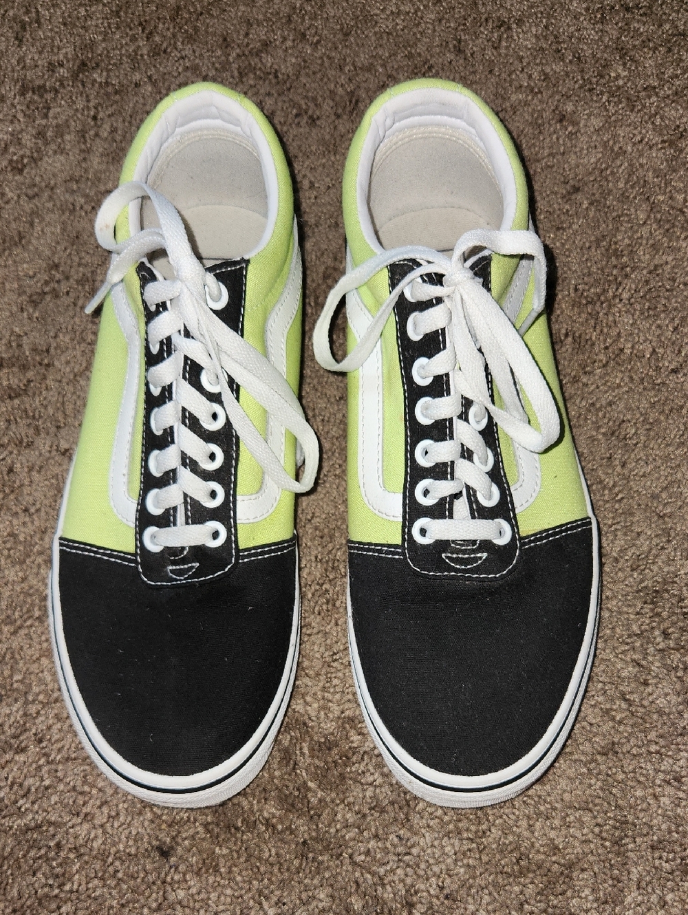 VANS Neon Lime and Black Low-Top Canvas Sneakers
